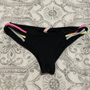 Victoria’s Secret Black with Multi Colour Braided XS Swim Bikini Cheeky Bottoms